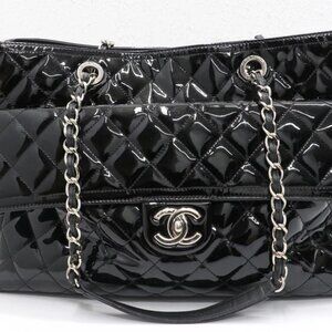 Chanel Coco Shine Tote Quilted Patent Black